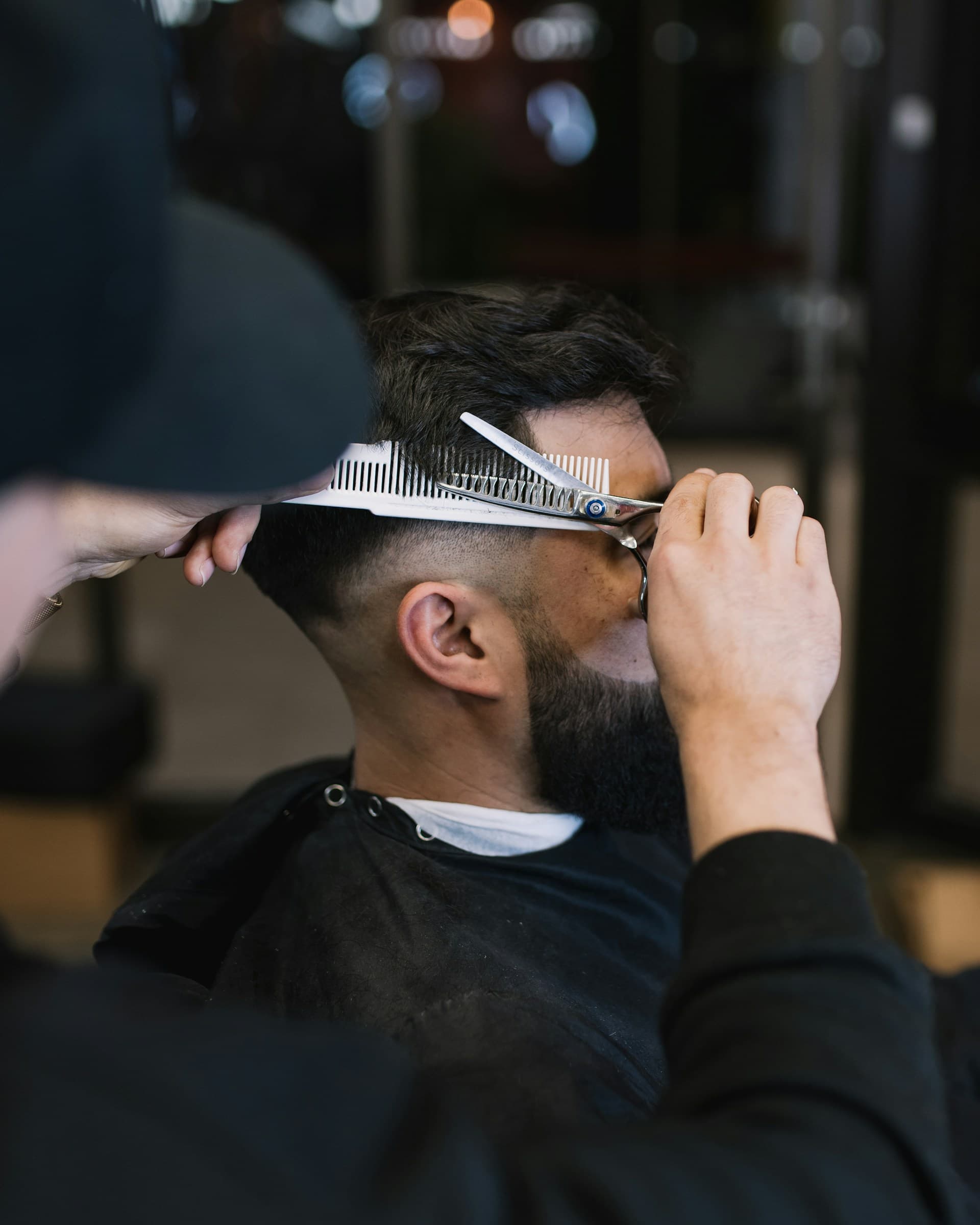 Skin Fade + Beard Sculpting — sebelum