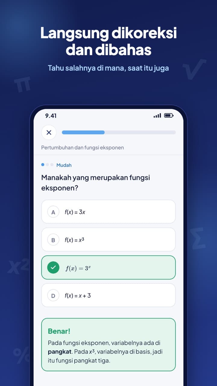 Soal pilihan ganda yang langsung dikoreksi dan dibahas di Analogis