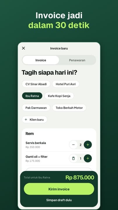 Form pembuatan invoice di KetikNota